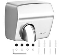 Uniprodo UNI_Dryer_01 Electric Wall-Mounted Bathroom Hand Dryer 2,300W (360° Air Nozzle, Stainless Steel, 77dB)