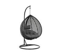Uniprodo Outdoor Hanging Chair with Stand - foldable seat - black/grey - teardrop shape UNI_HC_05