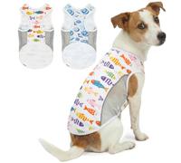 UNIPUP UPF 50+ Sun Protection Dog T-Shirt, 2 Pack Lightweight Sleeveless Dog Vest for Small Medium Dogs Boy - Reflective Strips, Quick-Dry Pet Apparel, Sports Fan Shirt P23ST00509XL