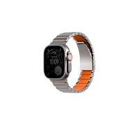 UNIQ Strova Flex Apple Watch Band 44mm 45mm 46mm 49mm - Adjustable Stainless Steel Link Bracelet Strap for Apple Watch Series 4 5 6 7 8 9 SE & Ultra 1/2 - Orange