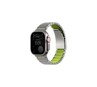 UNIQ Strova Flex Apple Watch Band 44mm 45mm 46mm 49mm - Adjustable Stainless Steel Link Bracelet Strap for Apple Watch Series 4 5 6 7 8 9 SE & Ultra 1/2 - Lime Green