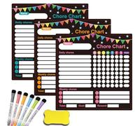 Uniqcasa Chore Chart for 3 Pack Magnetic Chores Chart,Dry Erase Behavior Responsibility Reward Chart Fridge Weekly to Do Memo Checklist with 6 Fine Markers
