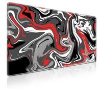 Uniqcasa Gaming Mouse Pad XXL Extended Fluid Pattern Mouse Pad 31.5x15.7inch, Large Abstract Big Computer Mouse Mat Desk Pad with Non-Slip Rubber Base and Stitched Edge for Home Office-Red Fluid