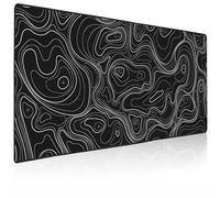 Uniqcasa Gaming Mouse Pad XXL Extended Topographic Counter Mouse Pad 31.5x15.7inch,Large Abstract Big Computer Mouse Mat Desk Pad with Non-Slip Rubber Base and Stitched Edge for Home Office-Black