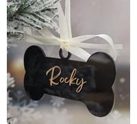 Uniqicon 20Pcs Black Mirrored Bone Blank Ornament For Dogs, Sublimation Acrylic Sheet Blanks, 3mm 1/8 Inch Extra Thick Bone-Shaped Acrylic For DIY Dog Tags, Dog House Hanging Decoration, Dog Name Tag