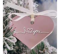 Uniqicon 20Pcs Rose Mirrored Heart Acrylic Blanks, Acrylic Flat Baubles For Craft, DIY Hanging Heart Shape Christmas Baubles, Blank Heart Acrylic Decorations For Xmas, Party Decoration