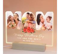 Uniqicon Grandma Birthday Gifts Personalized Acrylic Photo & Text Engraved Plaque Custom Memorial Gifts with Led Light Stand Mothers Day Gifts Decor for Home Office Desk