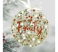 Uniqicon Pack of 12 Round Sequin Tree Decorations Christmas Pendants Christmas DIY Christmas Tree Baubles Acrylic Plate for Stocking Name Tags Gift Tags Party Hanging Decoration