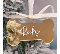 Uniqicon Pack of 20 Gold Mirrored Bone Ornament for Dogs, 3mm Extra Thick Bone Shaped Acrylic for DIY Dog Tags, Hanging Kennel Decoration, Dog Name Plate