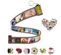 uniqicon Personalised Film Roll Photo Keychain Heart, Unique Personalized Memory Camera Picture, F4 Customised Gifts For Birthday Dad Friend Boyfriend Mom Men Lover Kid Anniversary Day Gift
