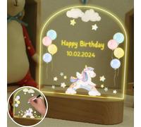 uniqicon Unicorn Night Light, Christening Gifts for Girls, Led Drawing Board with Wooden Base for Kids, 1St Birthday Gifts for Girls, Unique Christening Gifts from Godparents