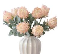 UniqKaliber 4 Piece Artificial King Protea Flower Tropical Flowers Bouquet Spring Fake Protea Cynaroides Flower Arrangements Silk Flower Bouquet for Wedding Table Centerpiece Decor