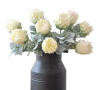 UniqKaliber 4 Piece Artificial King Protea Flower Tropical Flowers Bouquet Spring Fake Protea Cynaroides Flower Arrangements Silk Flower Bouquet for Wedding Table Centerpiece Decor