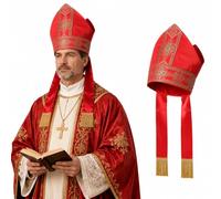 UniqKaliber Papal Mitre Clergy Hat,Bishop Hat Costume Prop Headgear for Hallween Cosplay Party