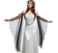 UniqKaliber Victorian Long Tulle Gloves, Detachable Sleeves Gothic Arm Covers for Halloween Costume Wedding Dress Accessories