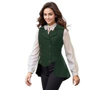 UniqKaliber Womens Victorian Waistcoat,1920s Outfits Renaissance Tweed Tailcoat Goth Steampunk Vest Jacket Top