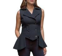 UniqKaliber Womens Victorian Waistcoat,1920s Outfits Renaissance Tweed Tailcoat Goth Steampunk Vest Jacket Top