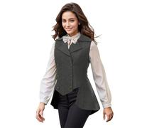 UniqKaliber Womens Victorian Waistcoat,1920s Outfits Renaissance Tweed Tailcoat Goth Steampunk Vest Jacket Top
