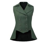 UniqKaliber Womens Victorian Waistcoat,1920s Outfits Renaissance Tweed Tailcoat Goth Steampunk Vest Jacket Top