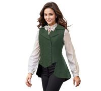 UniqKaliber Womens Victorian Waistcoat,1920s Outfits Renaissance Tweed Tailcoat Goth Steampunk Vest Jacket Top