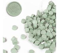 UNIQOOO 180 Pcs Sage Green Sealing Wax Beads Nuggets for Wax Seal Stamp, Great for Embellishment of Cards Envelopes, Wedding Invitations, Wine Packages, Gift Ideas