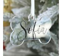 UNIQOOO 20 Pack 3.5" Clear Acrylic Dog Bone Ornament, 4mm Extra Thick, DIY Blank Pet Ornament, Key Chain, Gift Wrapping, Stocking Name Tag, Holiday for Pet Lovers, Dog Gift
