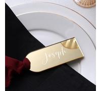 UNIQOOO 20 Pcs Mirror Gold Acrylic Place Cards, 3.9x1.6 inches DIY Blank Hanging Tags, Perfect for Wedding Table Decor, Birthday, Centerpiece, Decoration, Party, Anniversary, Event