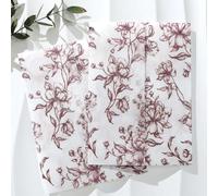 UNIQOOO 50 Pack Pre-Folded Burgundy Floral Vellum Jackets for 5x7 Invitations, Deep Wine Grace Bloom 115GSM Transparent Vellum Jacket for Vintage Themed Wedding & Events