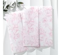 UNIQOOO 50 Pack Pre-Folded Dusty Rose Pink Grace Bloom Vellum Jackets for 5x7 Invitations, 115GSM Transparent Vellum Jacket for Vintage Themed Wedding & Events