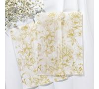 UNIQOOO 50 Pack Pre-Folded Light Gold Printed Grace Bloom Vellum Jackets for 5x7 Invitations, 115GSM Transparent Vellum Jacket for Vintage Themed Wedding & Events