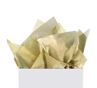 UNIQOOO 60 Sheets Premium Metallic Gold Foil Gift Tissue Paper Wrapping Sheet Bulk, 50X70 CM,100% Recyclable,for Christmas Birthday Party Wrap,Fringes,Shredded Fill,Piñata,Pompom,Confetti,Wine Gifts