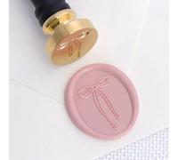 UNIQOOO Vintage Bow Wax Seal Stamp - Flowing Ribbon Bow Design Brass with Wood Handle, Antique Wedding Seal Kit for Invitations, Gift Wrapping, Envelopes, Christmas Cards & Romantic Decor