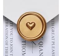 UNIQOOO Wax Seal Stickers - 3D Heart Wedding Invitation Envelope Seal Stickers, 50 Pcs Self- Adhesive Antique Gold Stickers, Perfect for Invitation, Christmas, Gift