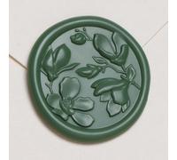 UNIQOOO Wax Seal Stickers - 3D Magnolia Wedding Invitation Envelope Botanical Seal Stickers, 50 Pcs Self- Adhesive Olive Green Stickers, Perfect for Invitation, Christmas, Gift Wrapping, Party