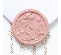 UNIQOOO Wax Seal Stickers - 3D Magnolia Wedding Invitation Envelope Botanical Seal Stickers, 50 Pcs Self- Adhesive Dusty Rose Stickers, Perfect for Invitation, Christmas, Gift Wrapping, Party