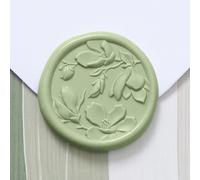 UNIQOOO Wax Seal Stickers - 3D Magnolia Wedding Invitation Envelope Botanical Seal Stickers, 50 Pcs Self- Adhesive Sage Green Stickers, Perfect for Invitation, Christmas, Gift Wrapping, Party