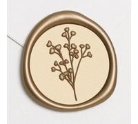 UNIQOOO Wax Seal Stickers - Baby‘s Breath Wedding Invitation Envelope Seal Stickers, Botanical 50 Pcs Self- Adhesive Prosecco Metallic Light Gold Stickers, Perfect for Invitation, Gift Wrapping