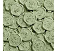UNIQOOO Wax Seal Stickers - Eucalyptus Wedding Invitation Envelope Seal Stickers, 100 Pcs Self- Adhesive Sage Green Stickers, Perfect for Invitation, Christmas, Gift Wrapping, Party