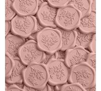 UNIQOOO Wax Seal Stickers - Eucalyptus Wedding Invitation Envelope Seal Stickers, 50 Pcs Self Adhesive Dusty Rose Pink Stickers, Perfect for Invitation, Envelopes, Gift Wrapping, Christmas