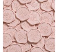 UNIQOOO Wax Seal Stickers - Eucalyptus Wedding Invitation Envelope Seal Stickers, 50 Pcs Self- Adhesive Blush Pink Stickers, Perfect for Invitation, Christmas, Gift Wrapping, Party