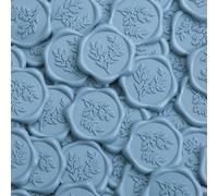 UNIQOOO Wax Seal Stickers - Eucalyptus Wedding Invitation Envelope Seal Stickers, 50 Pcs Self- Adhesive Dusty Blue Stickers, Perfect for Invitation, Christmas, Gift Wrapping