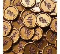 UNIQOOO Wax Seal Stickers - Rosemary Wedding Invitation Envelope Seal Stickers, 50 Pcs Self- Adhesive Antique Gold Stickers, Perfect for Invitation, Envelopes, Gift Wrapping, Party, Christmas