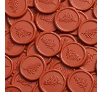 UNIQOOO Wax Seal Stickers - Rosemary Wedding Invitation Envelope Seal Stickers, 50 Pcs Self Adhesive Terra Cotta Orange Stickers, Perfect for Invitation, Envelopes, Gift Wrapping, Christmas