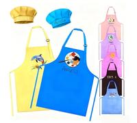 Uniqora Personalised Set Chef Hat and Apron for Children with Name Logo, Custom Aprons for Kids Boys Girls Cooking Apron, Personalised Apron Kids Cooking Utensils Set Wooden with Adjustable Straps
