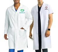 Uniqora Personalized Lab Coats for Men & Women, Customizable with Name Text, Specialty ICON, 19 Thread Colors, 3 Pockets, Available in Short & Long Sleeve Styles (MEN)
