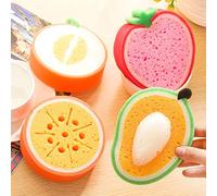 UNIQQ Cute Fruit Style Dish Towels Kitchen Tool Washing Cleaning Sponge Cloth Strong Decontamination Scouring Towels, 4PCS (The Styles and Colors Will be Sent at Random) (Model 1)