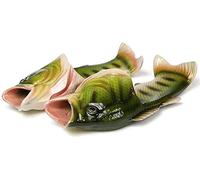 Uniqstore Sandals Tricky Fish Fun Flops Slippers Creative Style Beach Shoes Simulation Beach Slippers for Men Women Kids Unusual Gifts Green