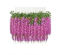UNIQU 24 Stems Artificial Wisteria Vine - Hanging Silk Flowers Garland for Wedding Arch, Party, Home & Garden Decor - Fake Wisteria Flowers for Indoor Outdoor Decoration (Fuchsia)