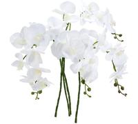 UNIQU 4 Pcs 42” Real Touch Artificial Orchid Stems - White Latex Phalaenopsis Orchid Bouquets - Long Stem Faux Flowers for Wedding, Home, Office, and Garden Decor