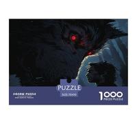 Unique 1000 Piece Jigsaw Puzzle - Black Wolf Artistic Wildlife, Impossible Hard Difficult Challenging Puzzles, Beautiful Decoration, Birthday Gifts for Children Boys Girls 70x50cm/1000pcs
